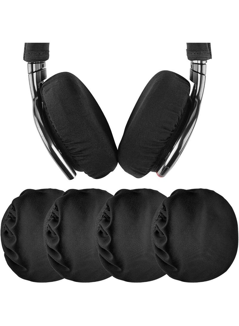 2 Pairs Flex Fabric Headphones Ear Covers - Product Safety Certified - Washable & Stretchable Earcup Protectors for Over-Ear Headsets, Sweat Pads for Gym, Gaming (Size M/Black) - Image 1